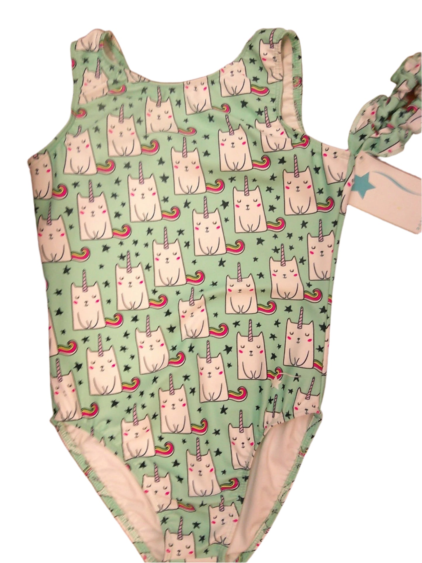 New Gymnastics Leotard Destira Caticorn Child Large Print Includes Scrunchie