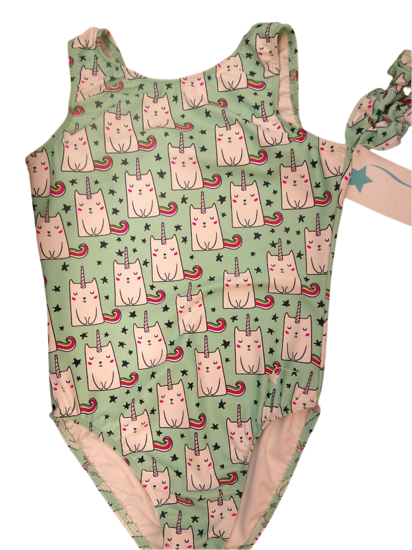 New Gymnastics Leotard Destira Caticorn Child Large Print Includes Scrunchie