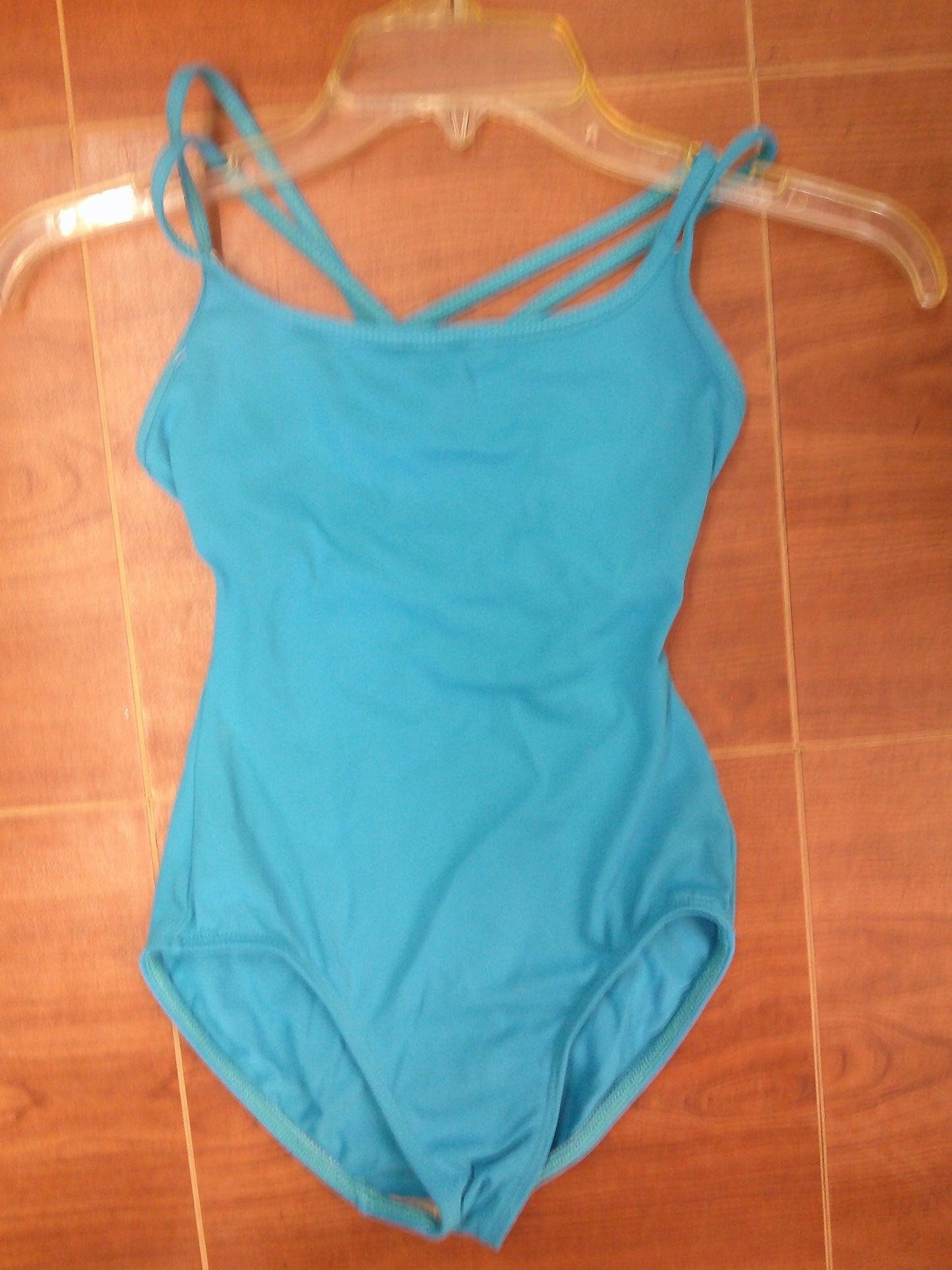 New Leotard So Danca XS Adult Turquoise Blue Crossing Straps Lycra