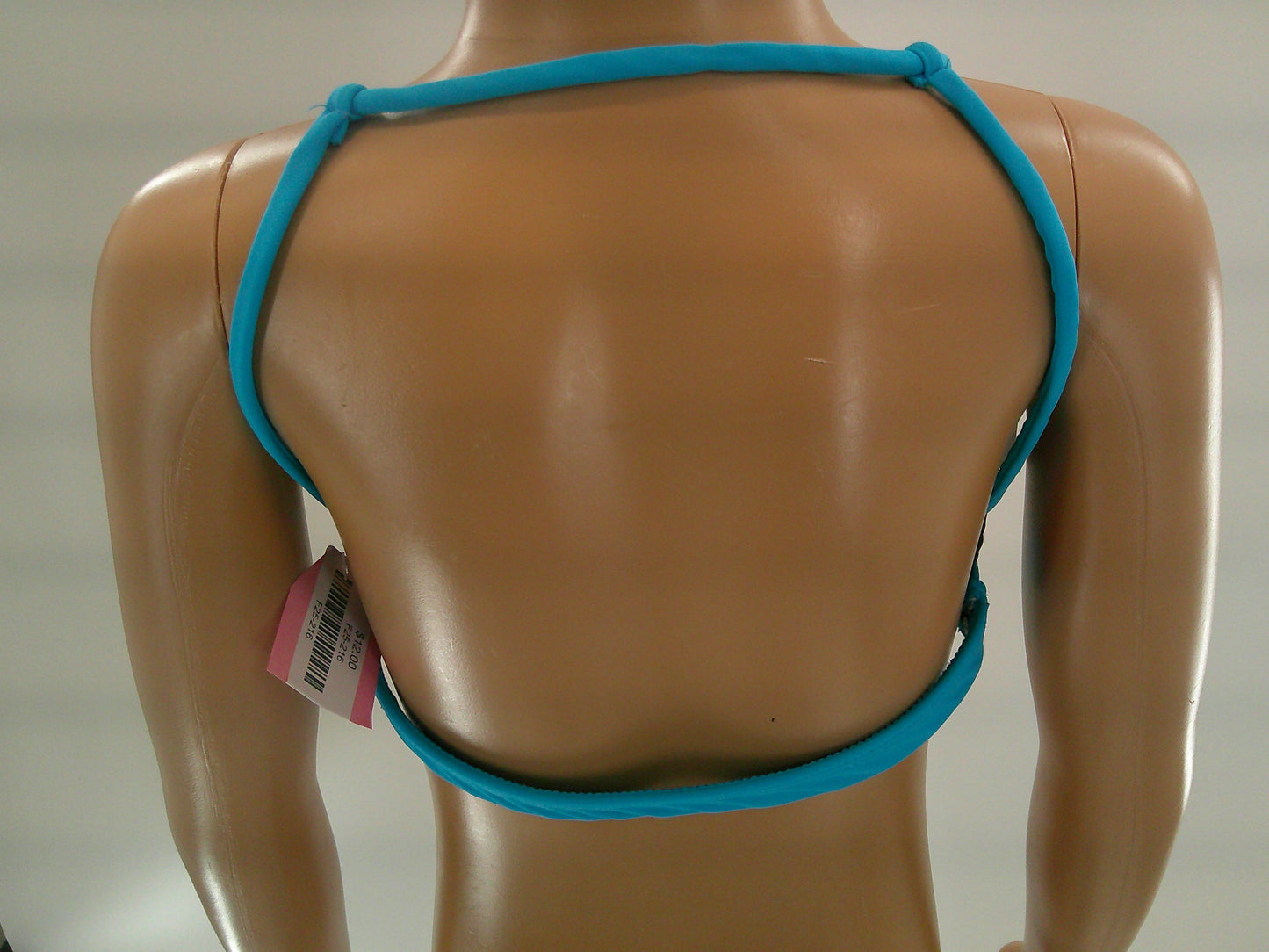 Pre-Owned Crop Top XS Adult Turquoise Black by DM Dancewear Strappy Lycra Jazz
