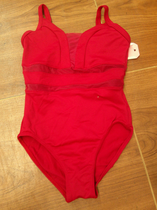 Pre-Owned Leotard SoDanca Intermediate Child Red Mesh Accented
