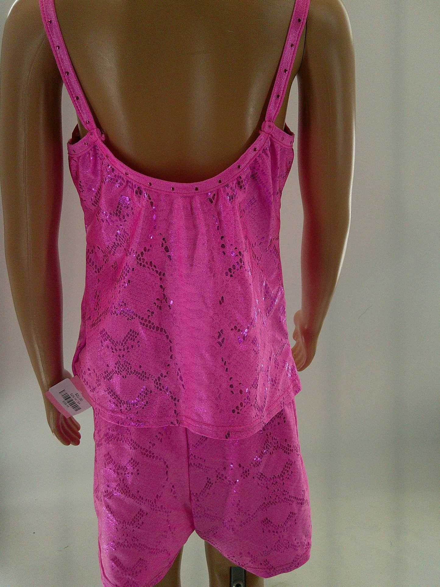 Pre-Owned SET Crop Top & Shorts Capezio Pink Snake Print Small Adult