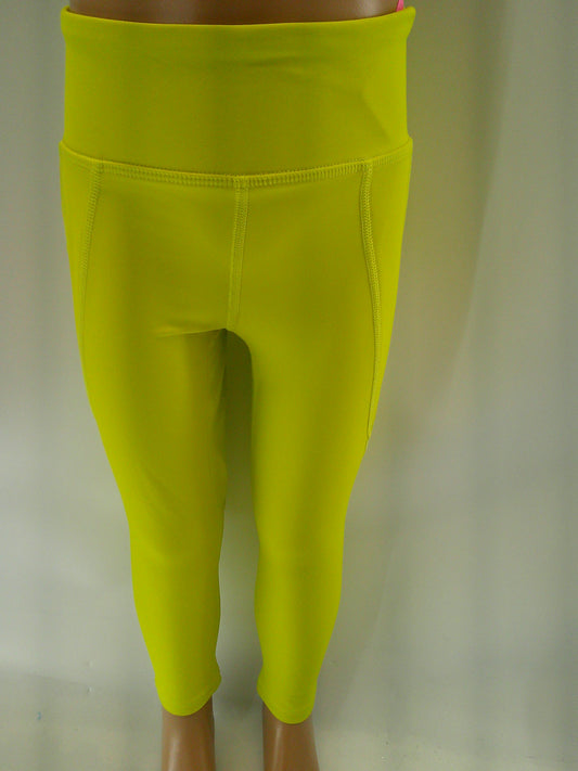 Pre-Owned Leggings Old Navy XS Child 5 Highlighter Yellow Lycra
