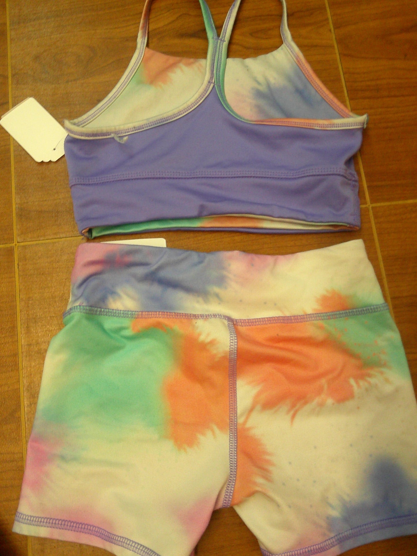 Pre-Owned Shorts and Crop Top Small Child Tie dye Athletic Works Gymnastics