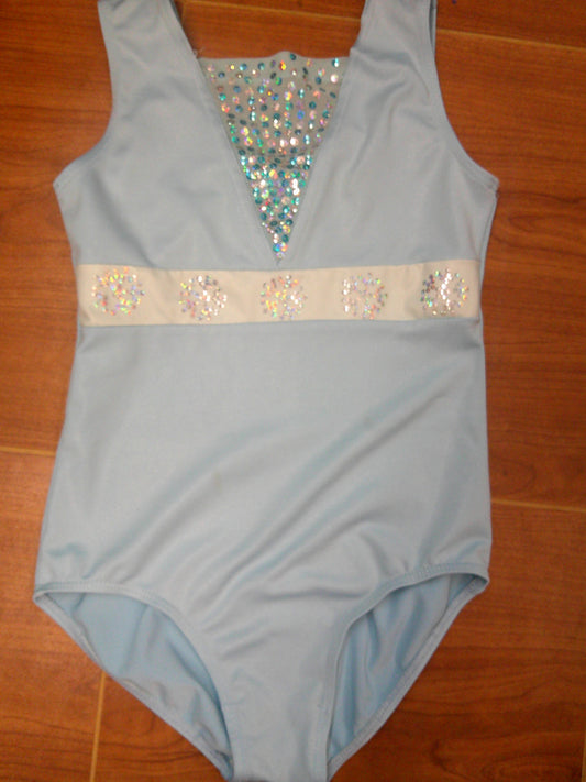 New Gymnastics Leotard Blue Snowflake Medium Child Blue Lycra