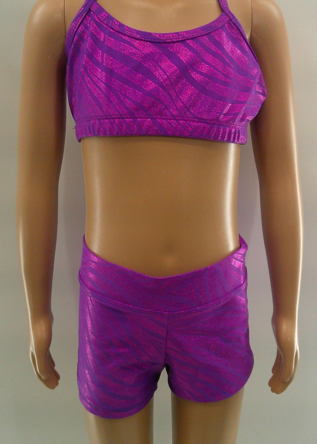 Pre-Owned Set Shorts & Top Trendy Small/Medium Child Purple Zebra Jazz Gymnastics Cheer (Copy)