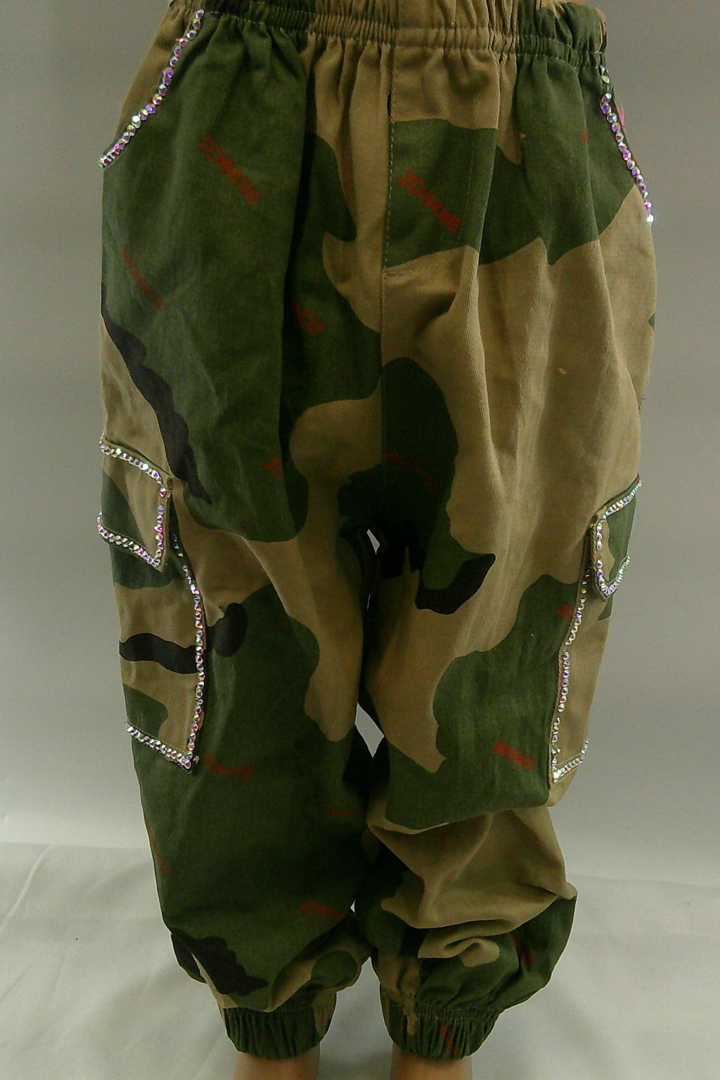 Pre-Owned Costume Pants Hip Hop Tap Camoflage Small Child with Rhinestones
