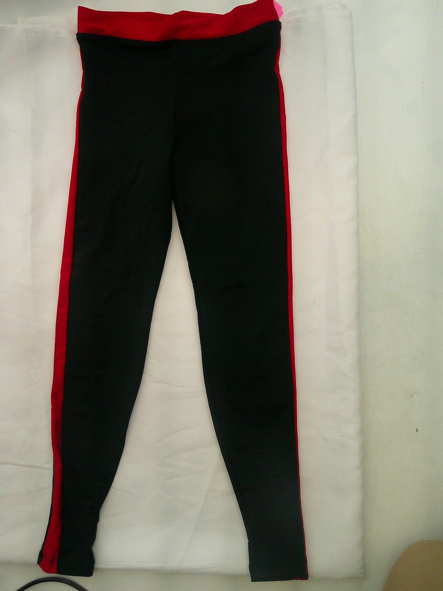 Pre-Owned Leggings Large Child Red Black Jazz Gymnastics Cheer Hip Hop