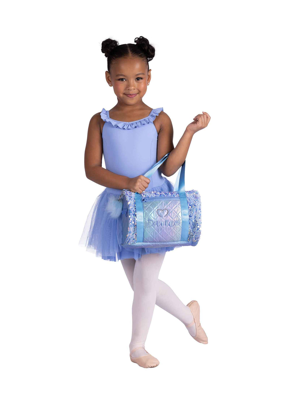 New Dance Duffle B26520 Dazzling Sequin Quilted Ruffle Pink or Blue