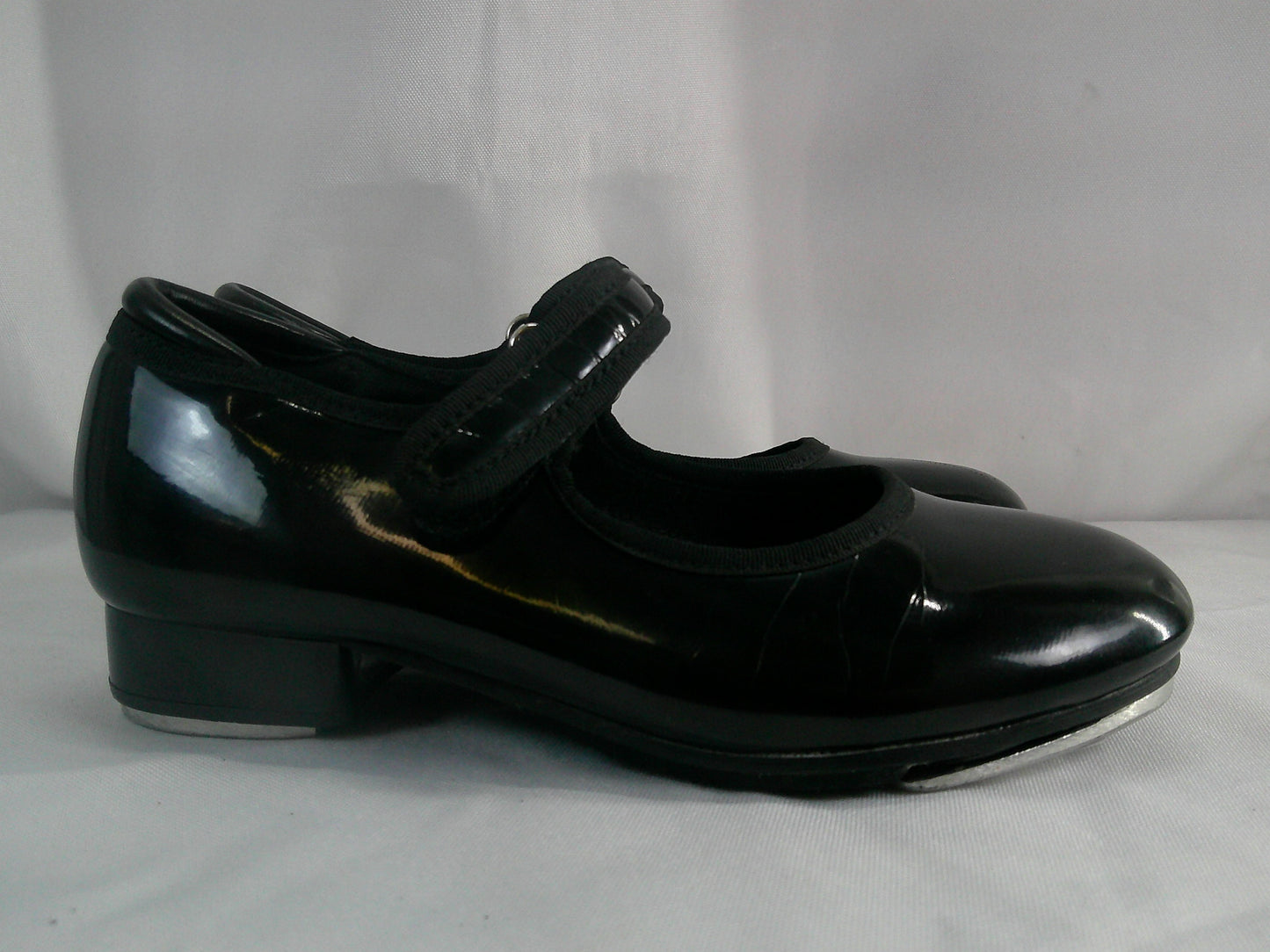 Pre-Owned Tap Shoes Dance Class Girl 12M Black Mary Jane Black Easy Strap