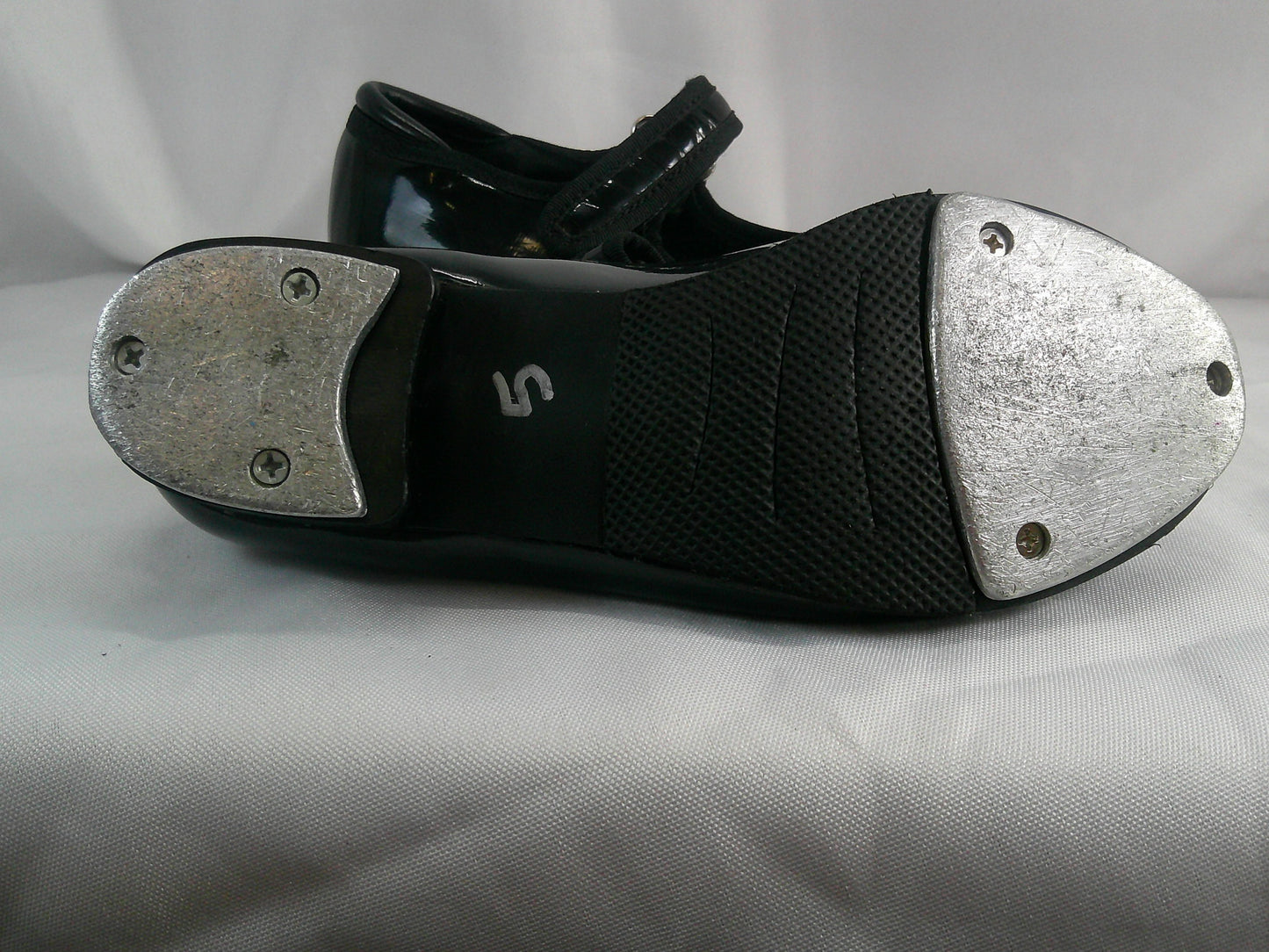 Pre-Owned Tap Shoes Dance Class Girl 12M Black Mary Jane Black Easy Strap