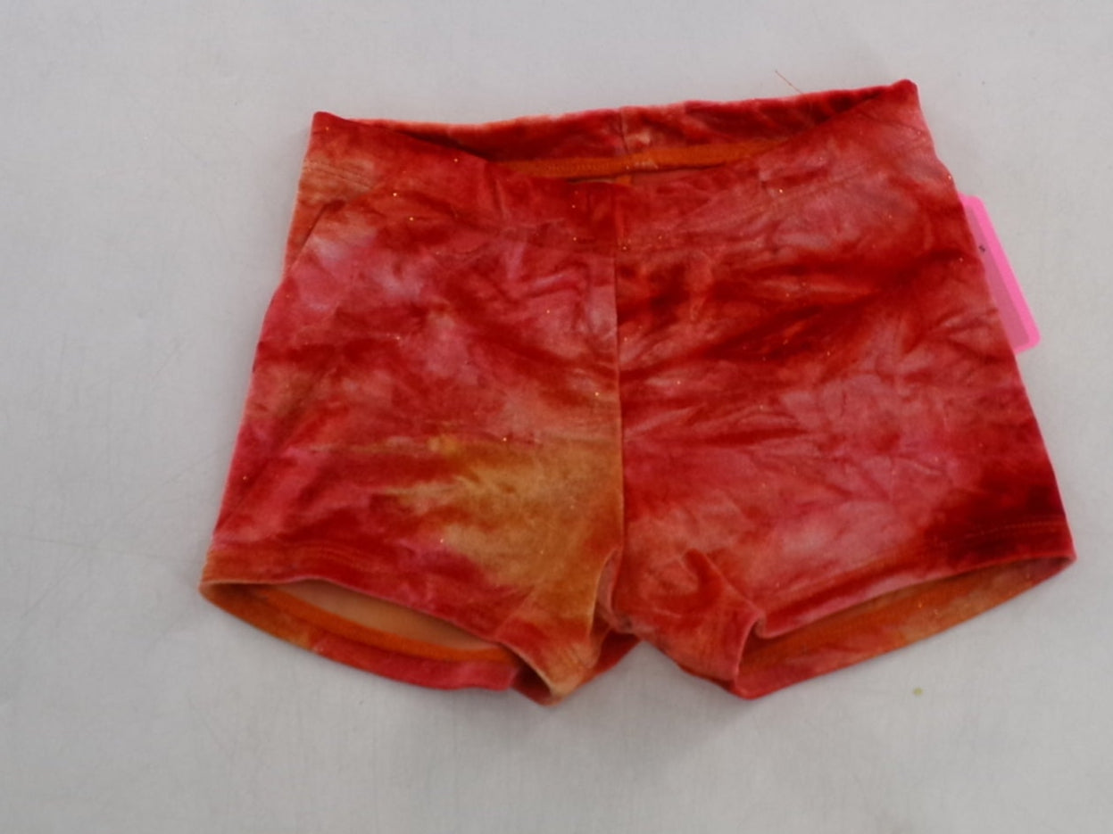 Pre-Owned Gymnastics Leotard Shorts Set Velvet Tie Dye Medium Child
