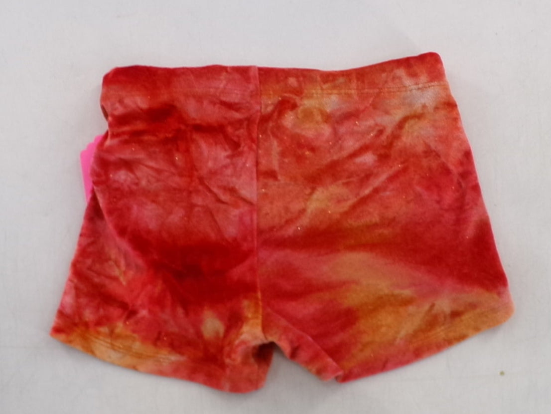 Pre-Owned Gymnastics Leotard Shorts Set Velvet Tie Dye Medium Child