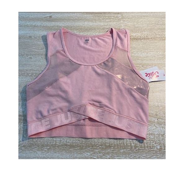 0-Pre-Owned Sports Bra Top Medium Child 30 Pink Justice Brand Dance Cheer