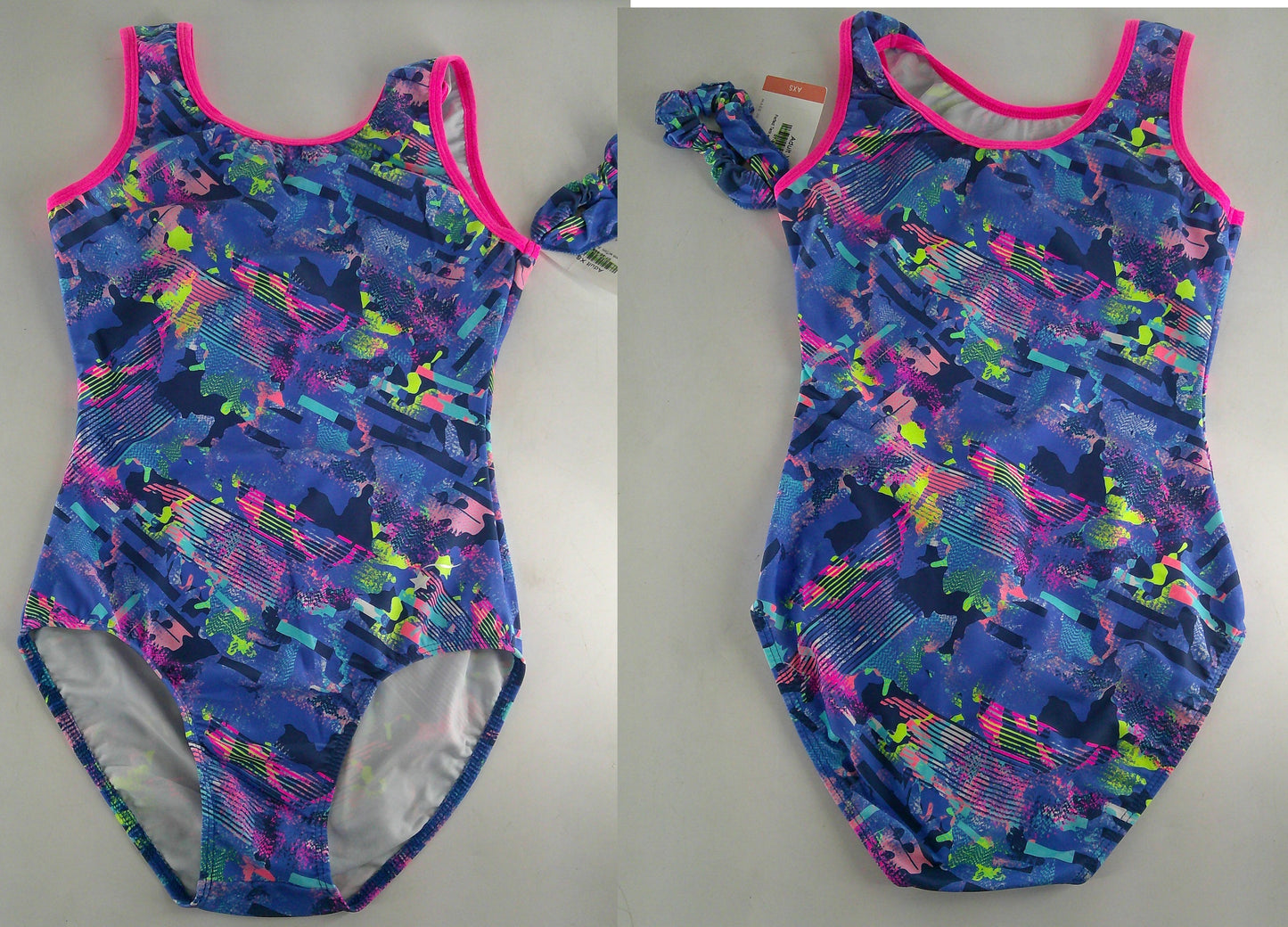 New Gymnastics Leotard Destira Painted Patches Adult XS Pink Blue
