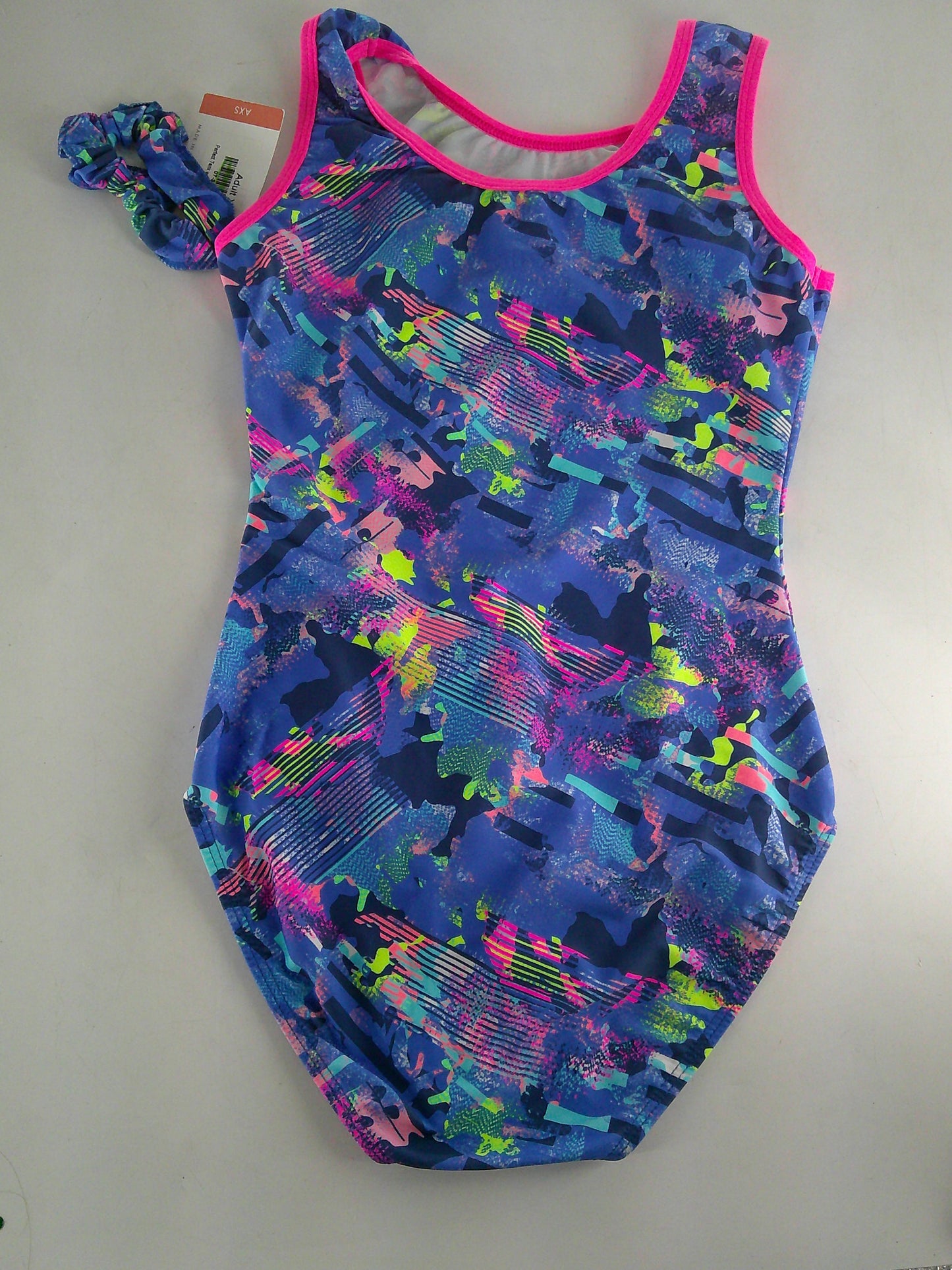 New Gymnastics Leotard Destira Painted Patches Adult XS Pink Blue