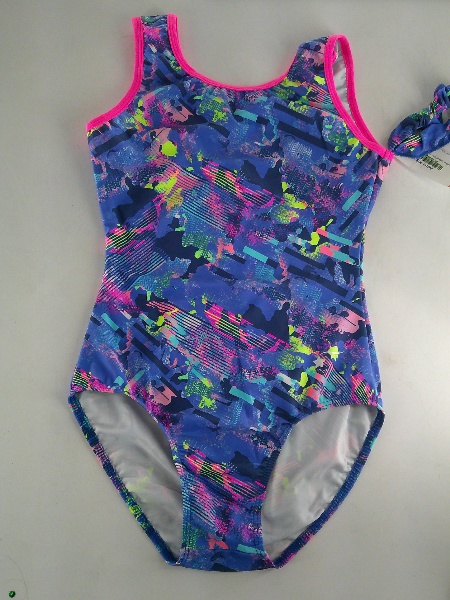 New Gymnastics Leotard Destira Painted Patches Adult XS Pink Blue