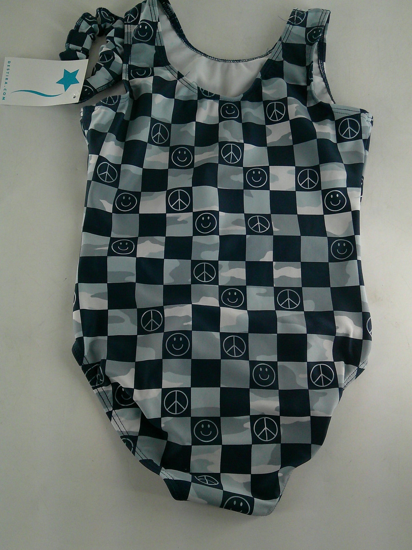New Gymnastics Leotard Destira Peace & Smile Checkered Child Medium