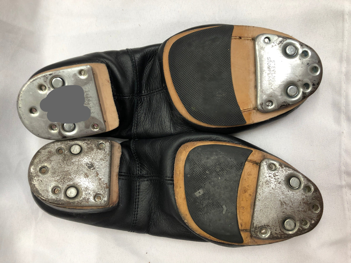 Pre-Owned Clogging Shoes Adult 10M Black Steven Stompers Oxford Leather Split Sole