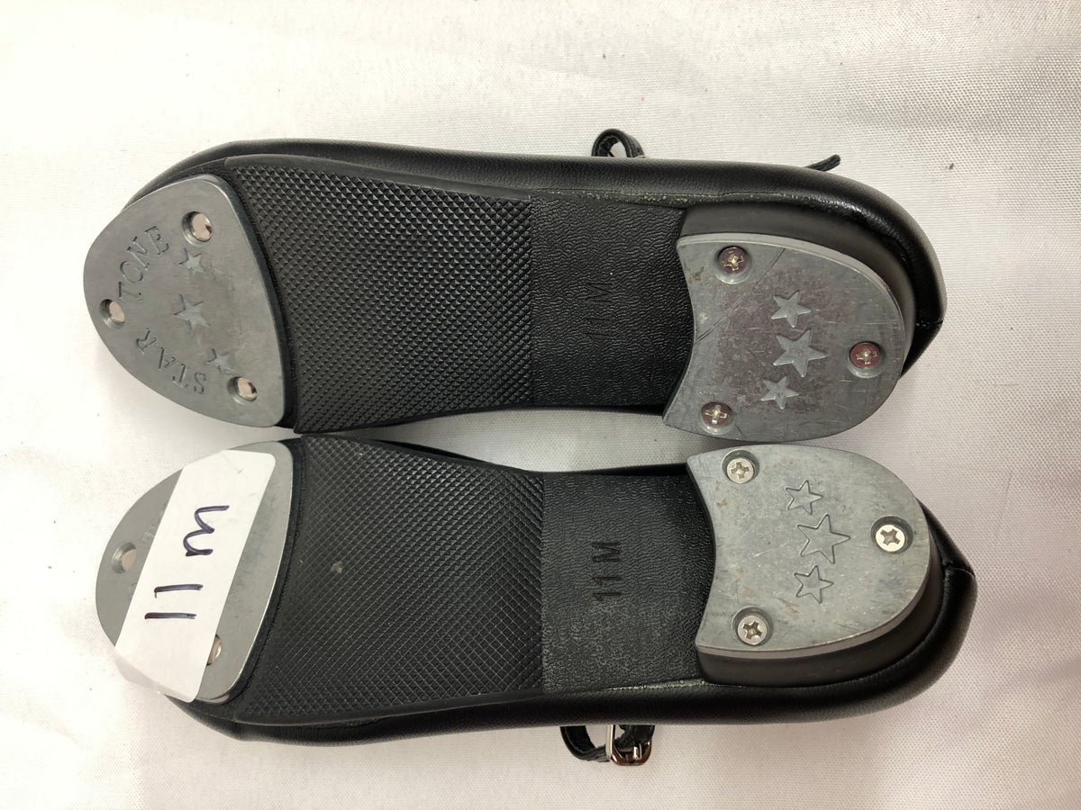 Pre-Owned Tap Shoes DanzNMotion 711 Child 11M Black Mary Jane Buckle