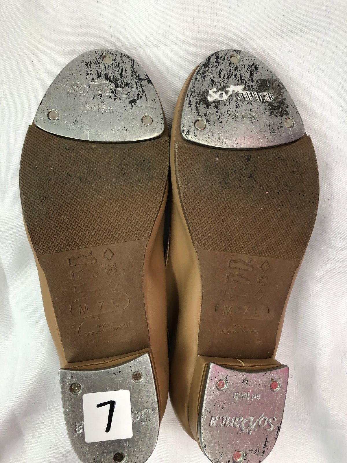 Dance Tap Shoes Adult 7M Tan So Danca TA38 Mary Jane Leather Loop Strap