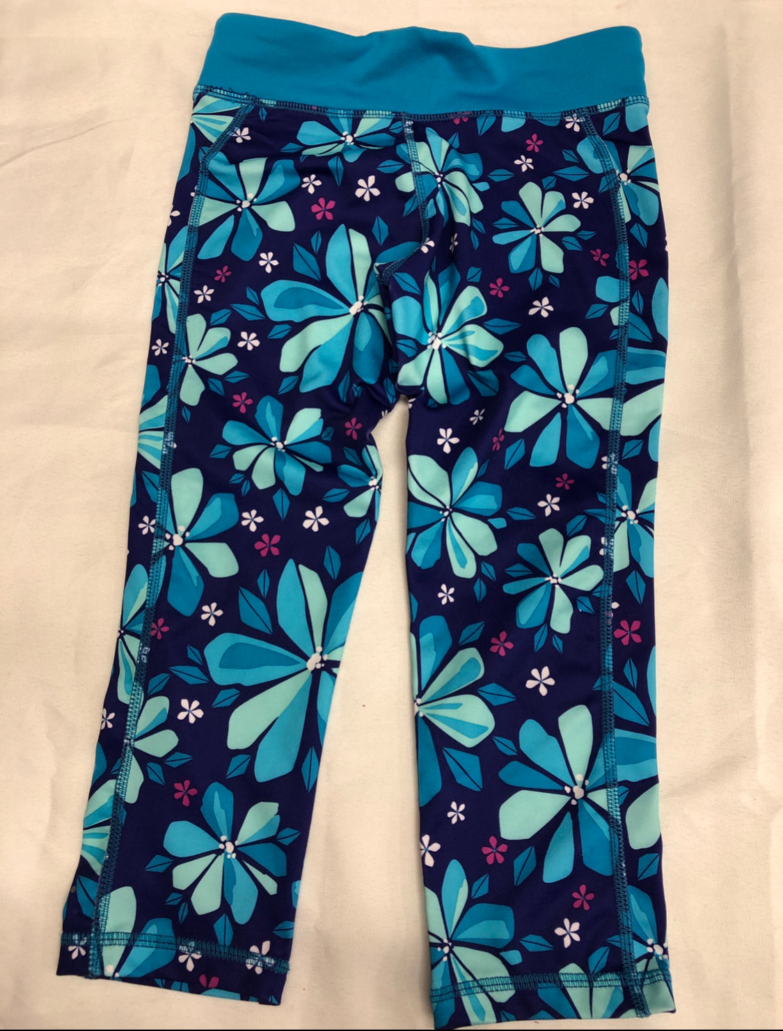 Pre-Owned Leggings GymGo Blue Flower Medium Child Jazz Gymnastics