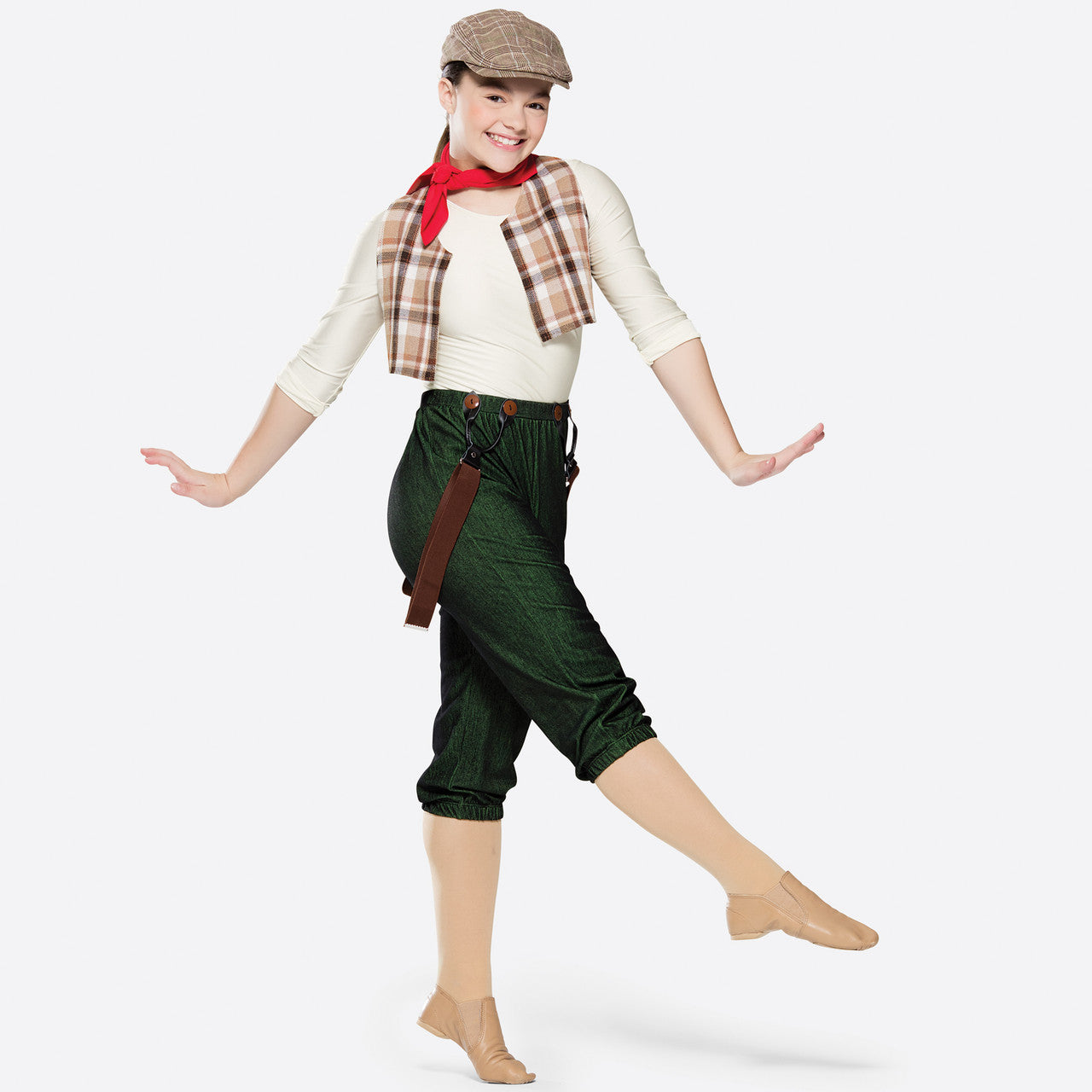 Pre-Owned Costume XL Adult Green Revolution RC18568 Jazz Tap Musical Theater Vest Suspenders Unitard