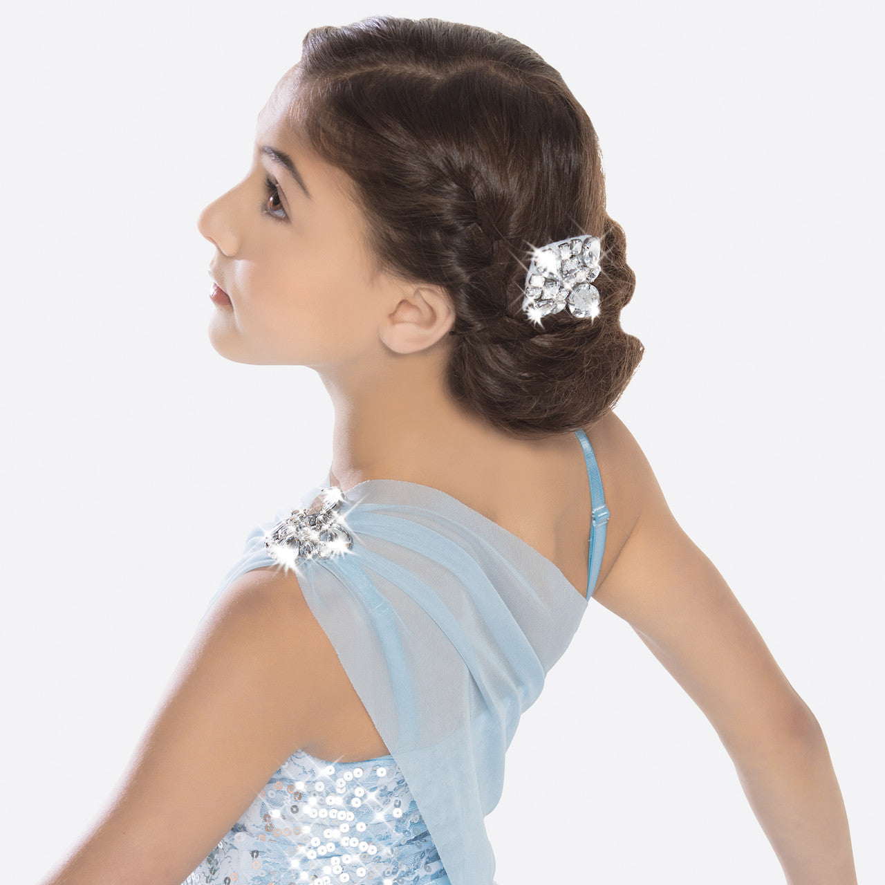Pre-Owned Costume Large Child Blue Revolution RC19697 Lyrical Ballet Contemporary Sequin Dress Flowers