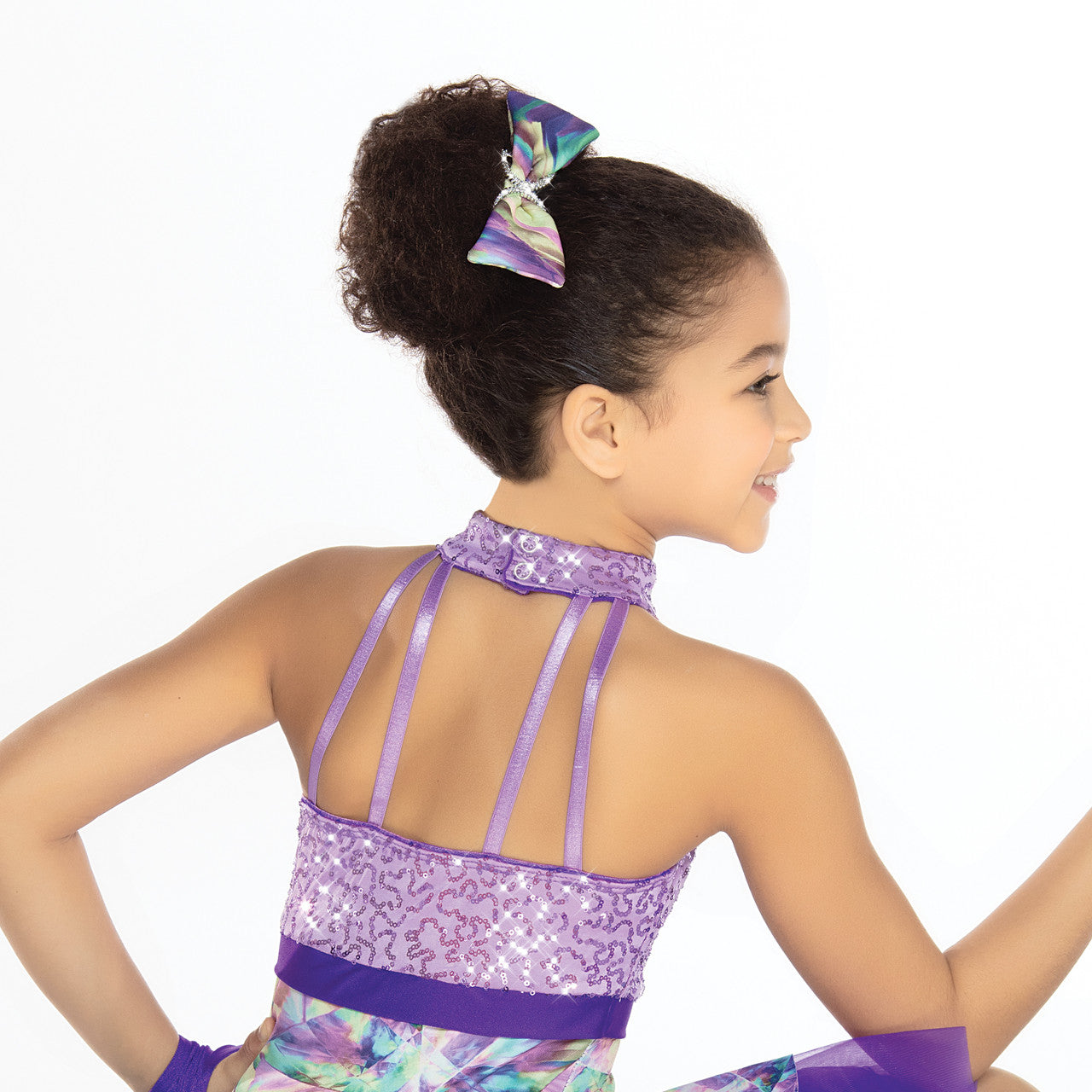Pre-Owned Costume Large Child Purple Revolution RC20936 Jazz Tap Clogging Musical Theater Dress TieDye Sequin