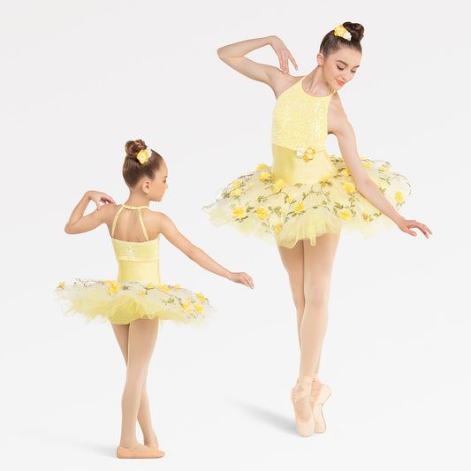 Pre-Owned Costume Medium Adult Yellow Revolution RC20954 Ballet Pointe YAGP Floral Tutu