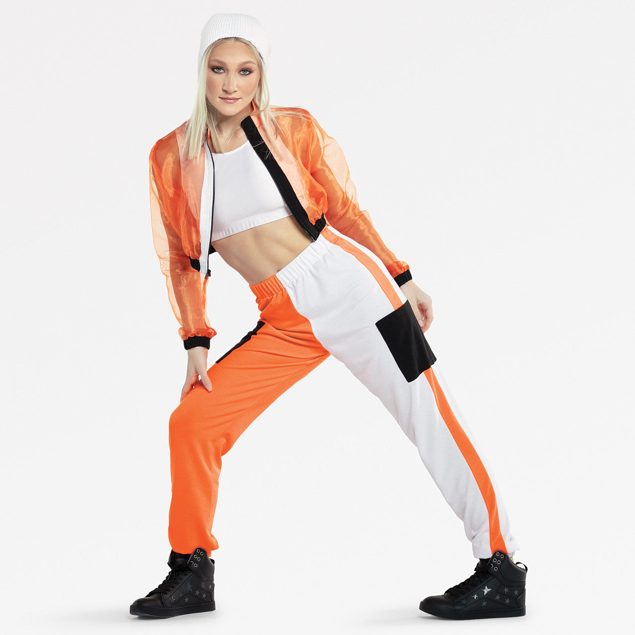 Pre-Owned Costume Large Child Orange Revolution RC22808 Hip Hop Clogging Tap Sweatsuit 3 pc