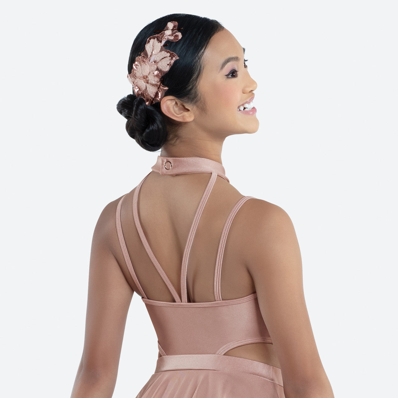 Pre-Owned Costume Medium Adult Rose Gold Revolution RC22846 Lyrical Ballet Contemporary Sequin Dress