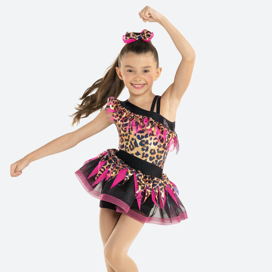 Pre-Owned Costume XS Child Pink Revolution RC23947 Jazz Tap Acro Animal Print Tutu Dress