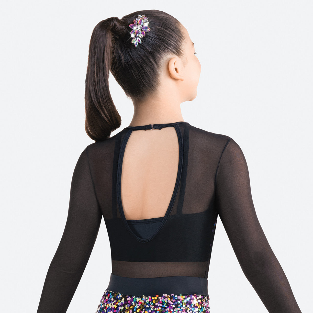 Pre-Owned Costume Medium Child Multi Revolution RC24617 Jazz Acro Tap Clogging Unitard Sequin