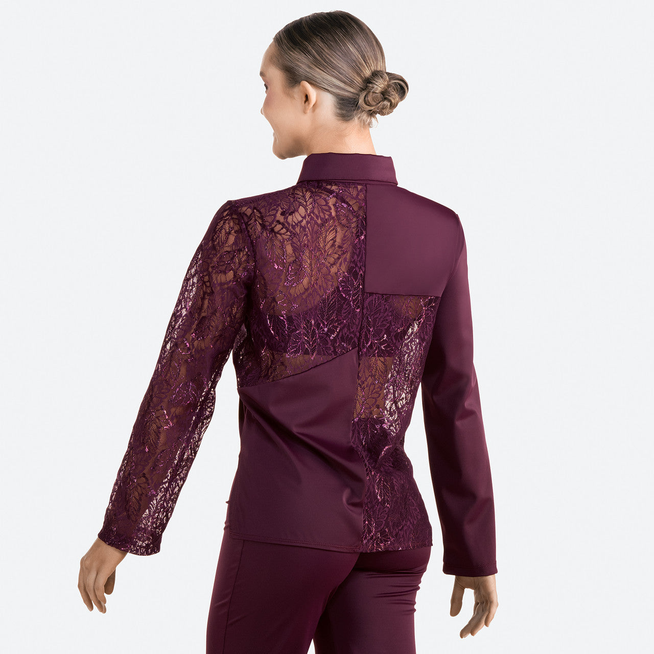 Pre-Owned Costume Small Adult Burgundy Revolution RC24658 Contemporary Hip Hop Lyrical 3 pc Lace Sparkle