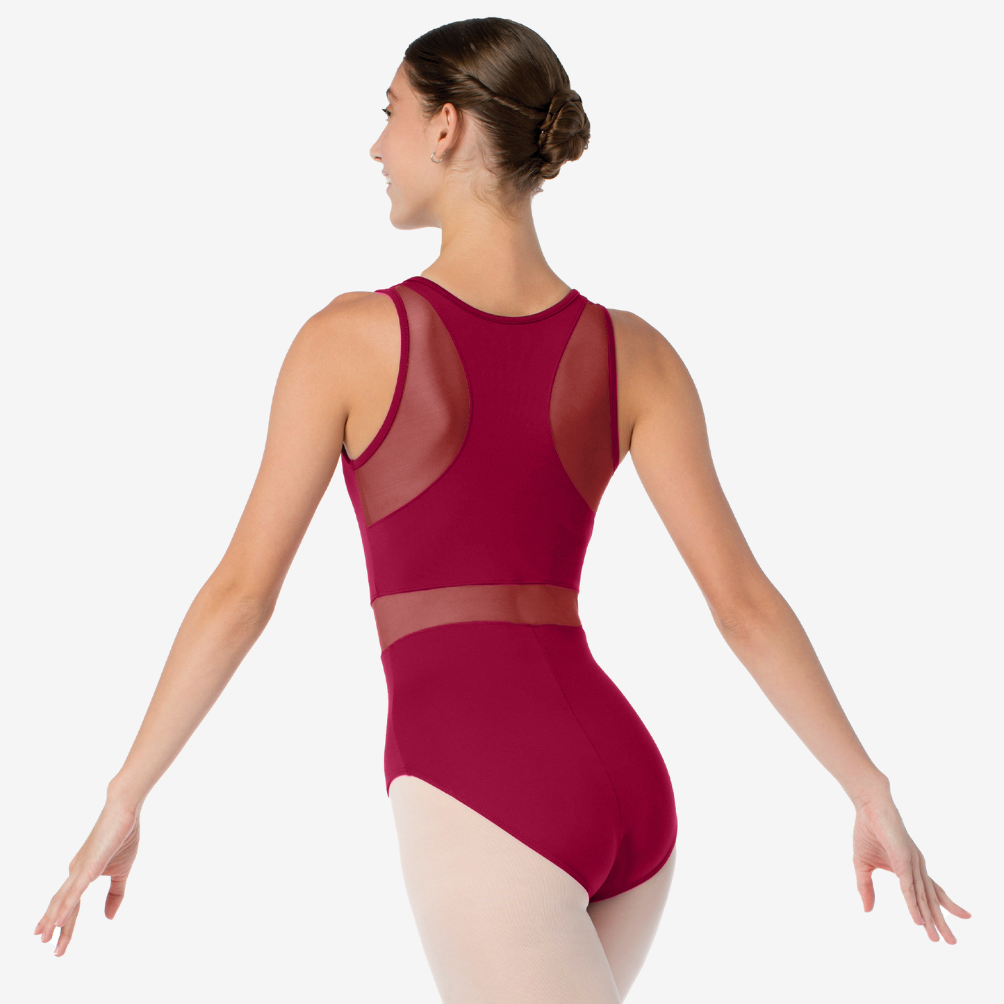 Pre-Owned Leotard So Danca SL133 Medium Adult Dark Purple Jazz Ballet Mesh Accents