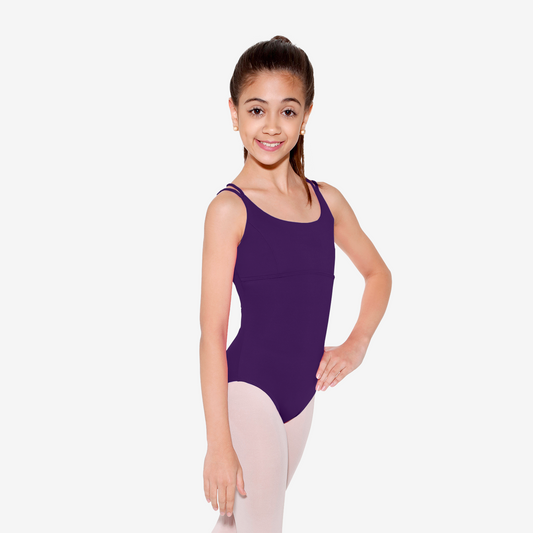 Pre-Owned Leotard Medium Child 8-10 Dark Purple So Danca SL19 Crossing Back Straps Lycra