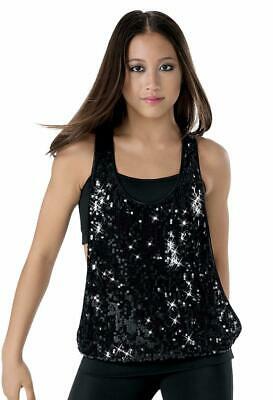 Pre-Owned Costume Sequin Tank Medium Adult Balera SQ8079 Black Hip Hop
