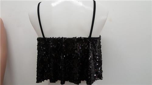 Pre-Owned Costume Top Medium Child Black Balera SQ8386 Jazz Tap Clogging Sequin