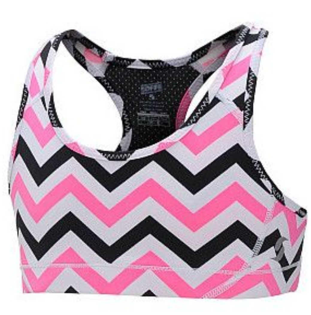 Pre-Owned Sports Bra Soffe Large Child Pink Chevron Jazz Cheer Tap