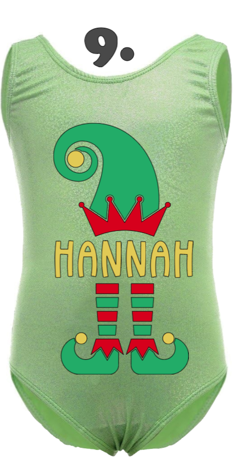 Custom Christmas Leotards - Design 9 Elf Name