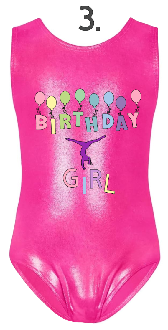Custom Birthday Leotards - Design 3 Birthday Girl Balloon