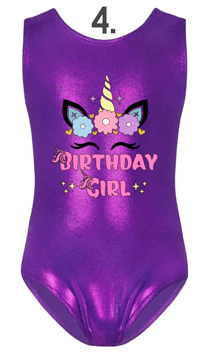 Custom Birthday Leotards - Design 4 Birthday Girl Unicorn