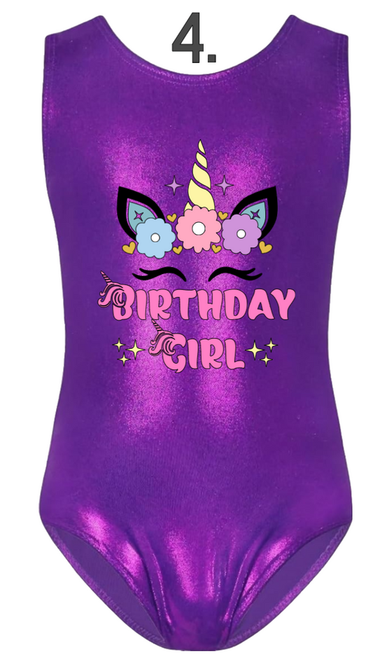 Custom Birthday Leotards - Design 4 Birthday Girl Unicorn