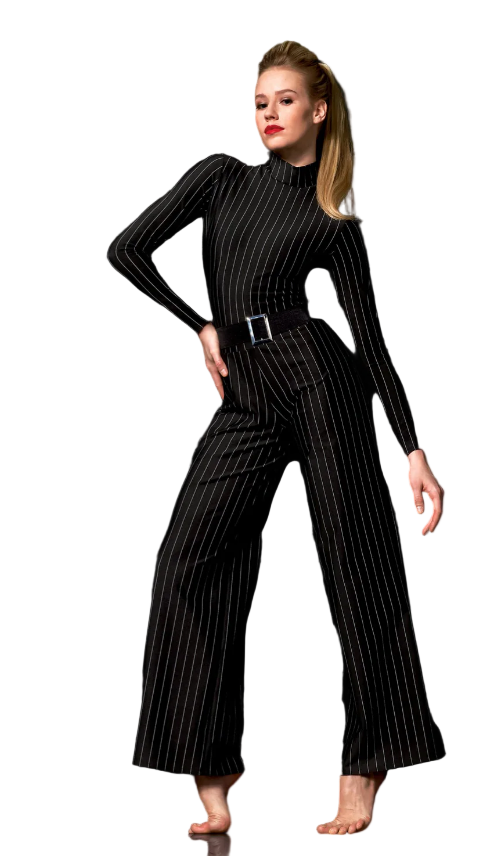 Pre-Owned Costume Medium Adult Black Kelle Pin Stripe Suit Jazz Tap Latin Musical Theater