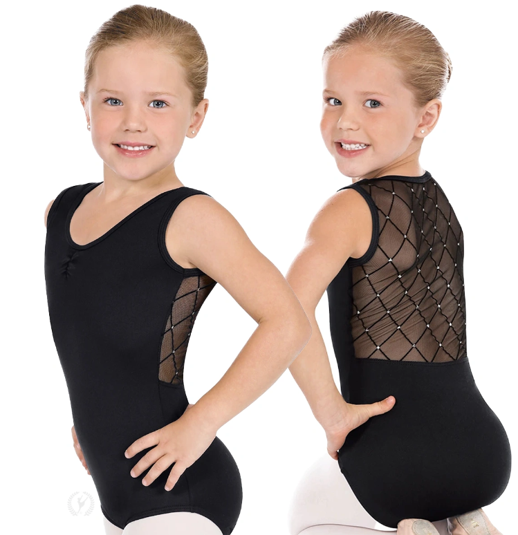 New Leotard Eurotard 45870C Black Mesh Sparkle Child Black