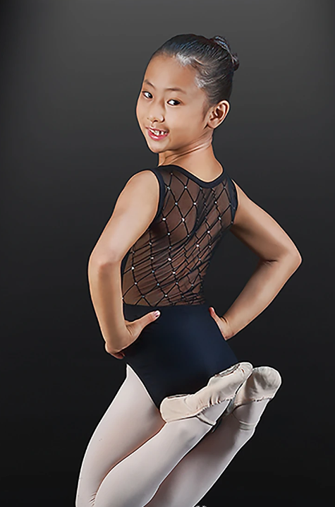 New Leotard Eurotard 45870C Black Mesh Sparkle Child Black