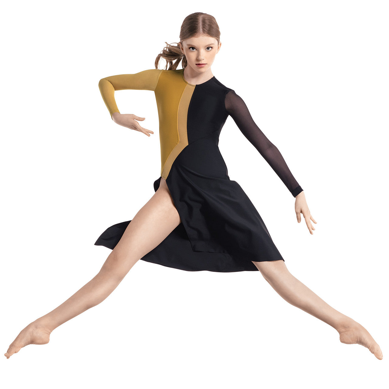 Pre-Owned Costume Small Adult Gold 10th House TH23138 Contemporary Jazz Acro Color block Dress
