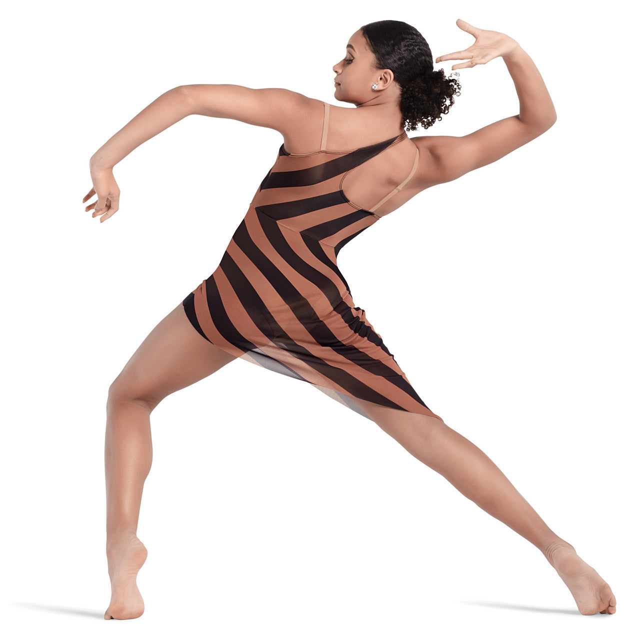 Pre-Owned Costume Small Adult Brown 10th House TH23149 Jazz Lyrical Contemporary Stripes Dress