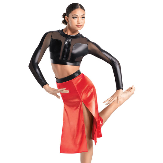 Pre-Owned Costume Medium Adult Red 10th House TH23150 Jazz Lyrical Contemporary 2 pc Long Sleeve Skirt